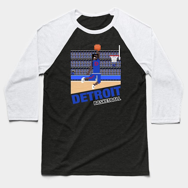 Detroit Basketball 8 bit pixel art cartridge design Baseball T-Shirt by MulletHappens